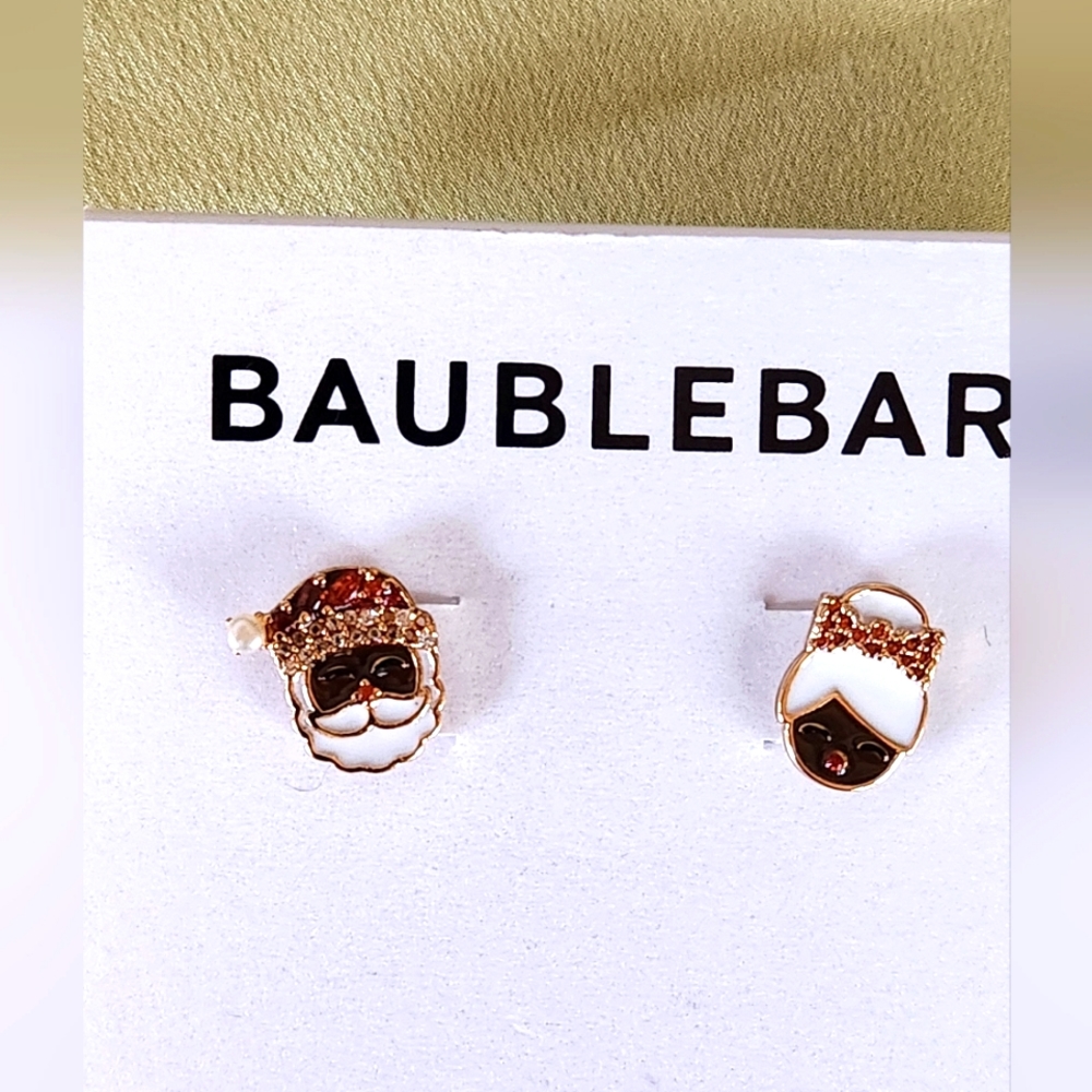 African American Santa and Mrs Claus earrings by Baublebar